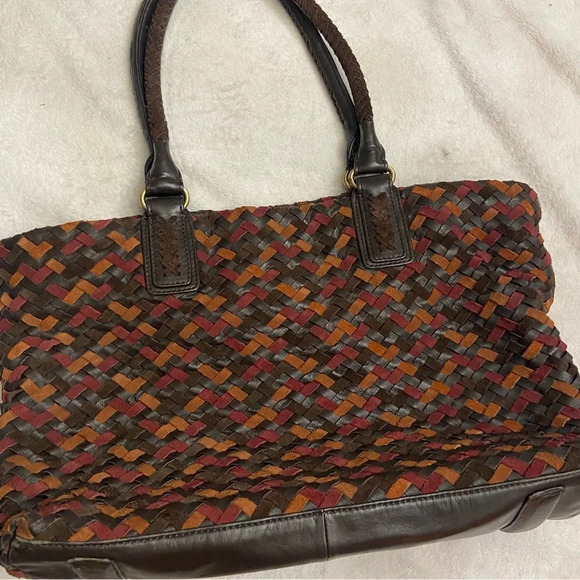 Sondra Roberts woven leather top handle handbag purse - Picture 2 of 10